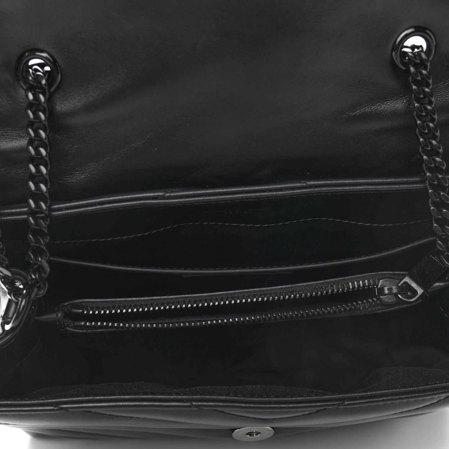 Calfskin Y Quilted Monogram Small Loulou Chain Satchel Black