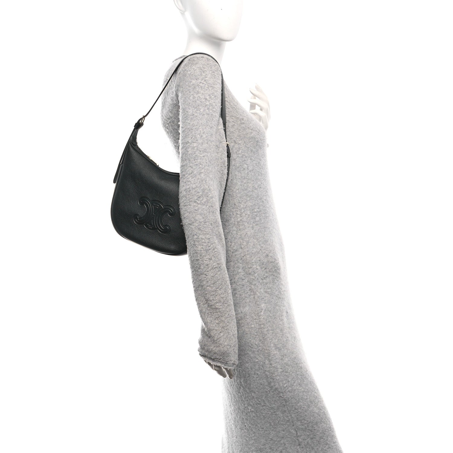 Celine Supple Calfskin Cuir Triomphe Small Heloise Shoulder Bag Black 2 of 11