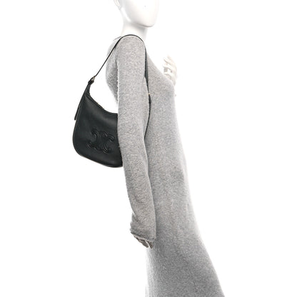 Celine Supple Calfskin Cuir Triomphe Small Heloise Shoulder Bag Black 2 of 11