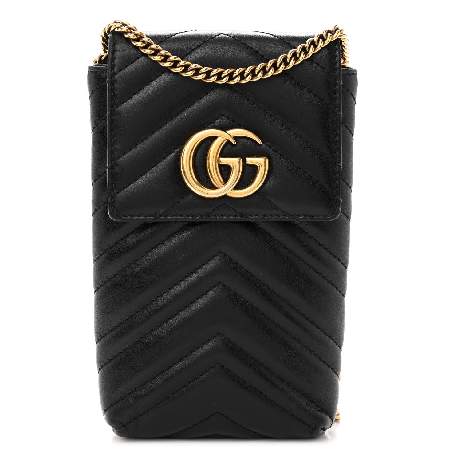 Gucci Calfskin Matelasse Mini GG Marmont Crossbody Bag Black 1 of 10