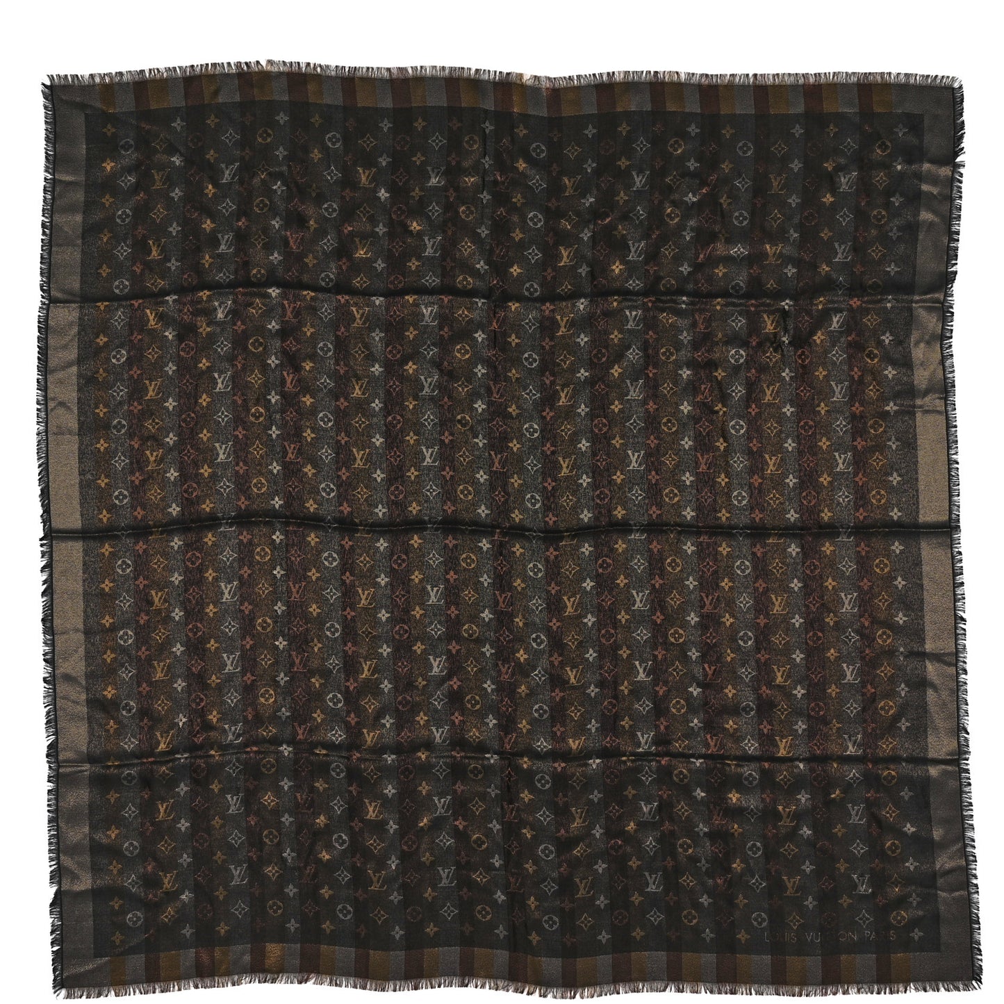Silk Lurex Wool So Shine Monogram Shawl Black