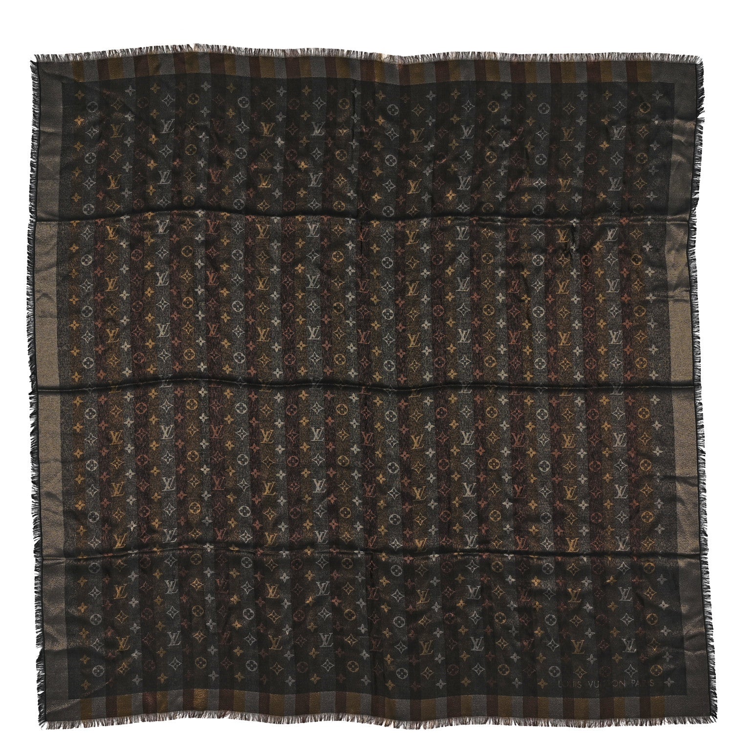 Louis Vuitton Silk Lurex Wool So Shine Monogram Shawl Black 1 of 3