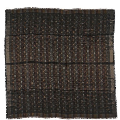 Louis Vuitton Silk Lurex Wool So Shine Monogram Shawl Black 1 of 3