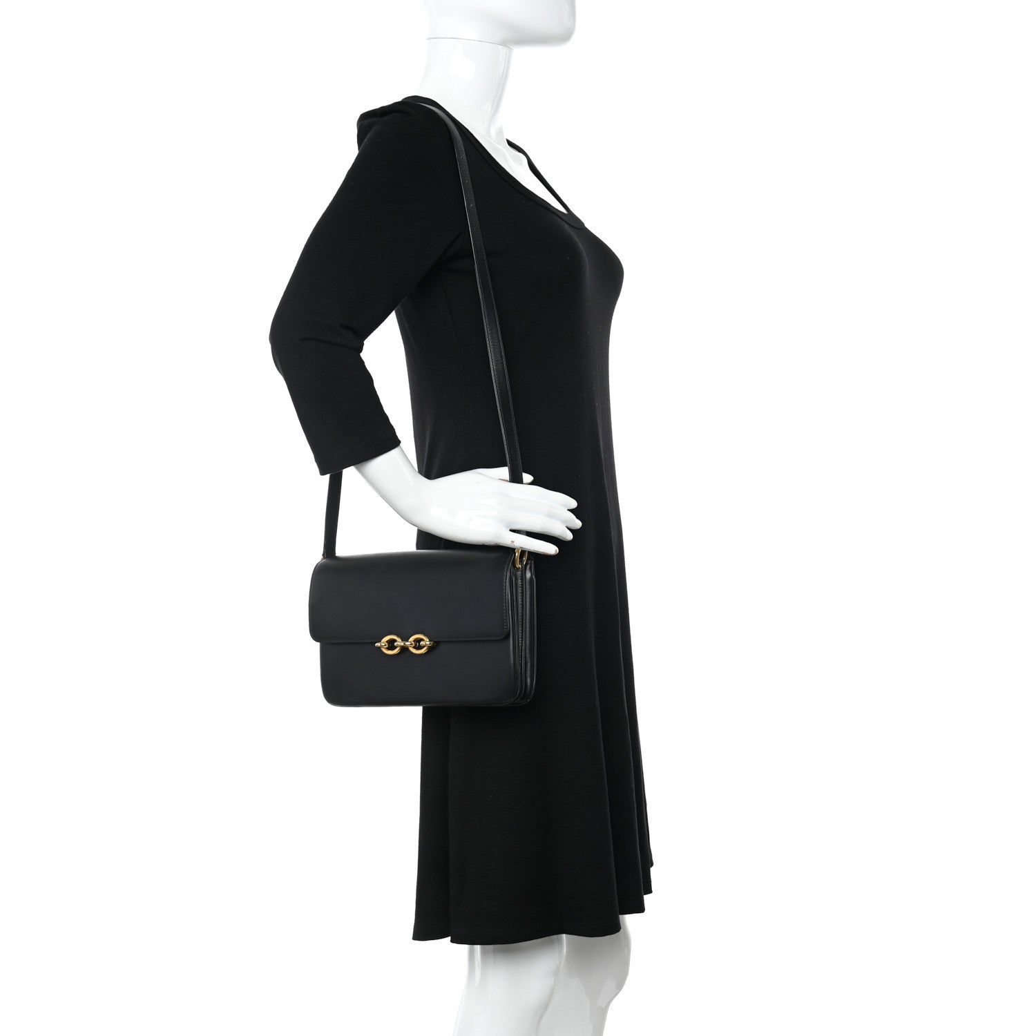 Saint Laurent Smooth Calfskin Le Maillon Satchel Black 2 of 14