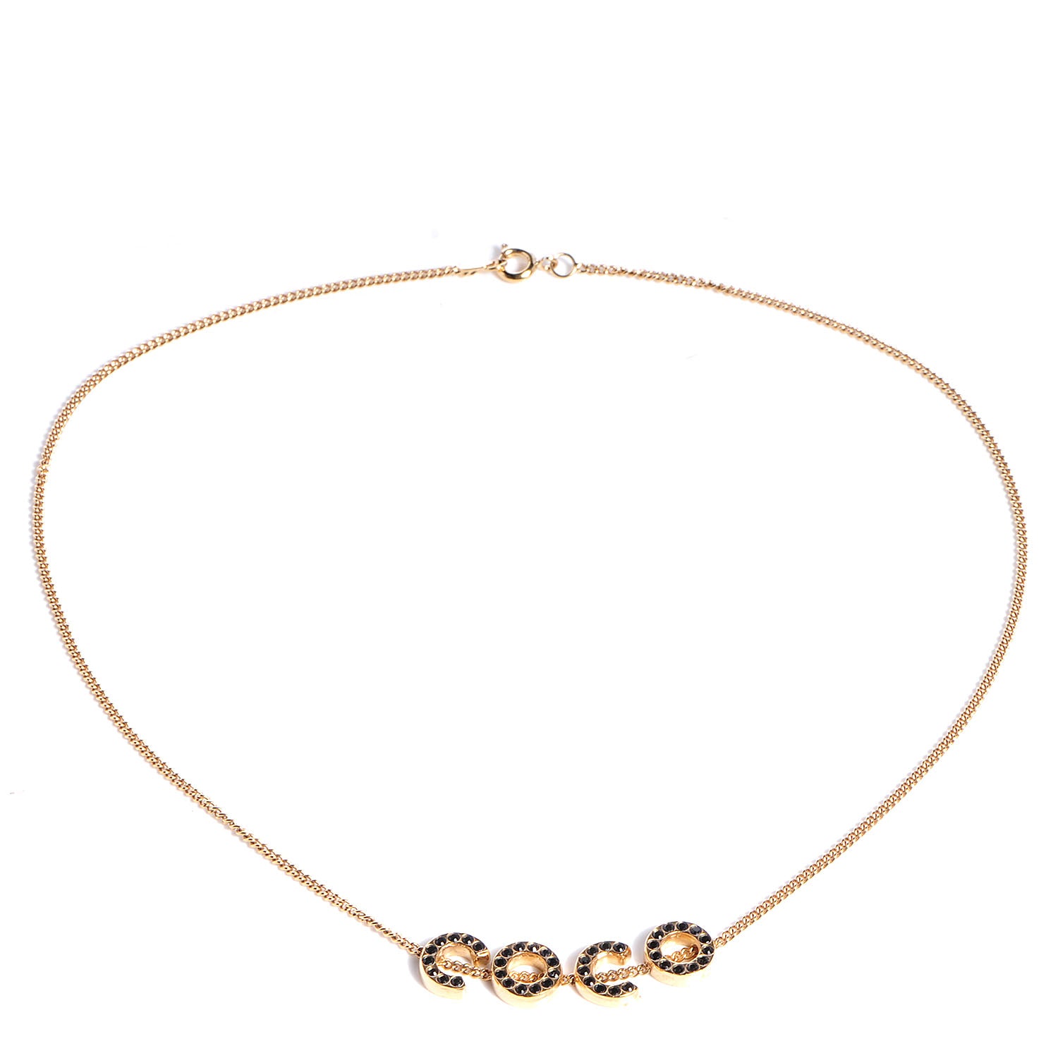 Chanel Black Crystal Coco Necklace Gold 3 of 5