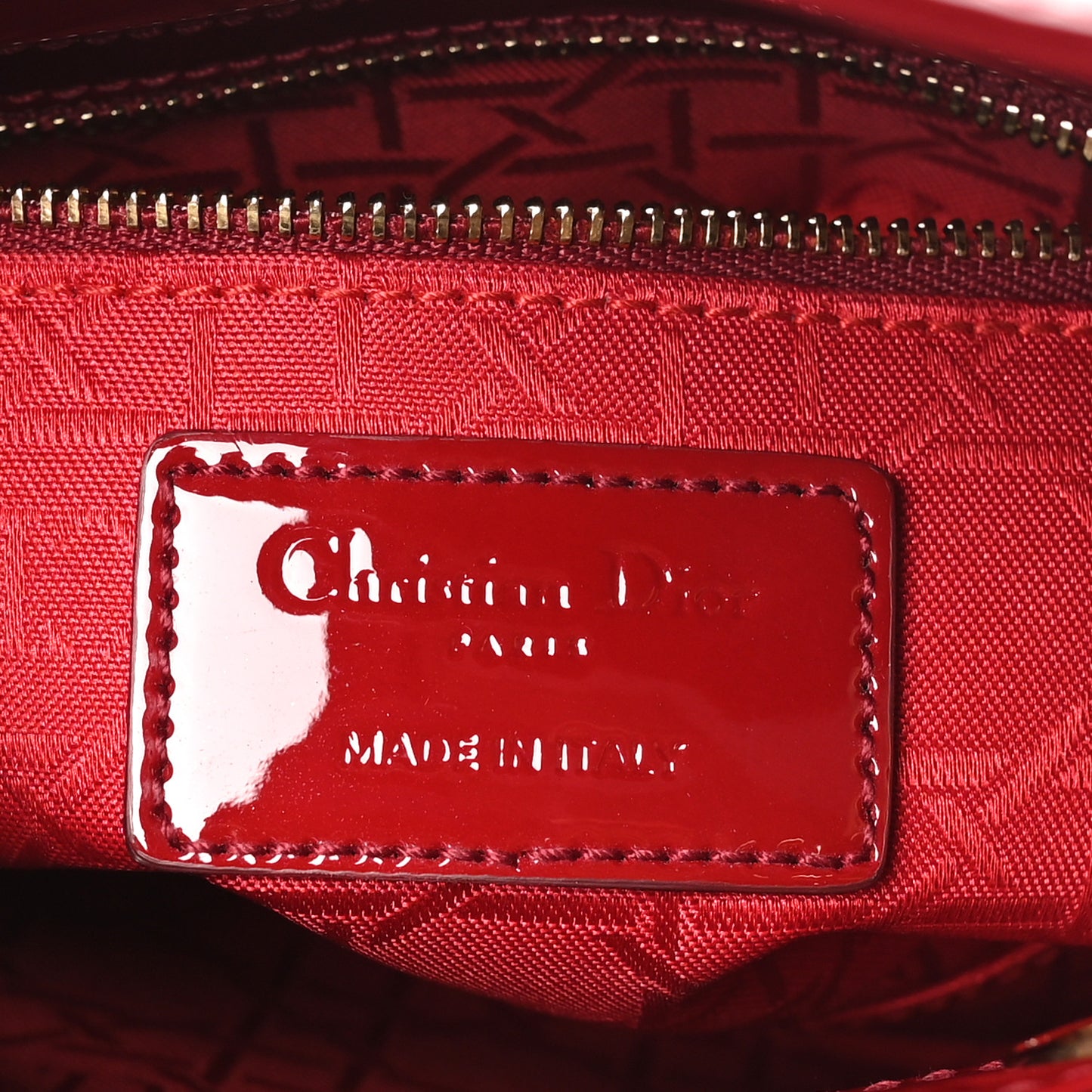 Patent Cannage Mini Lady Dior Red