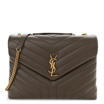 Saint Laurent Calfskin Y Quilted Monogram Medium Loulou Chain Satchel Soil Brown 1 of 11