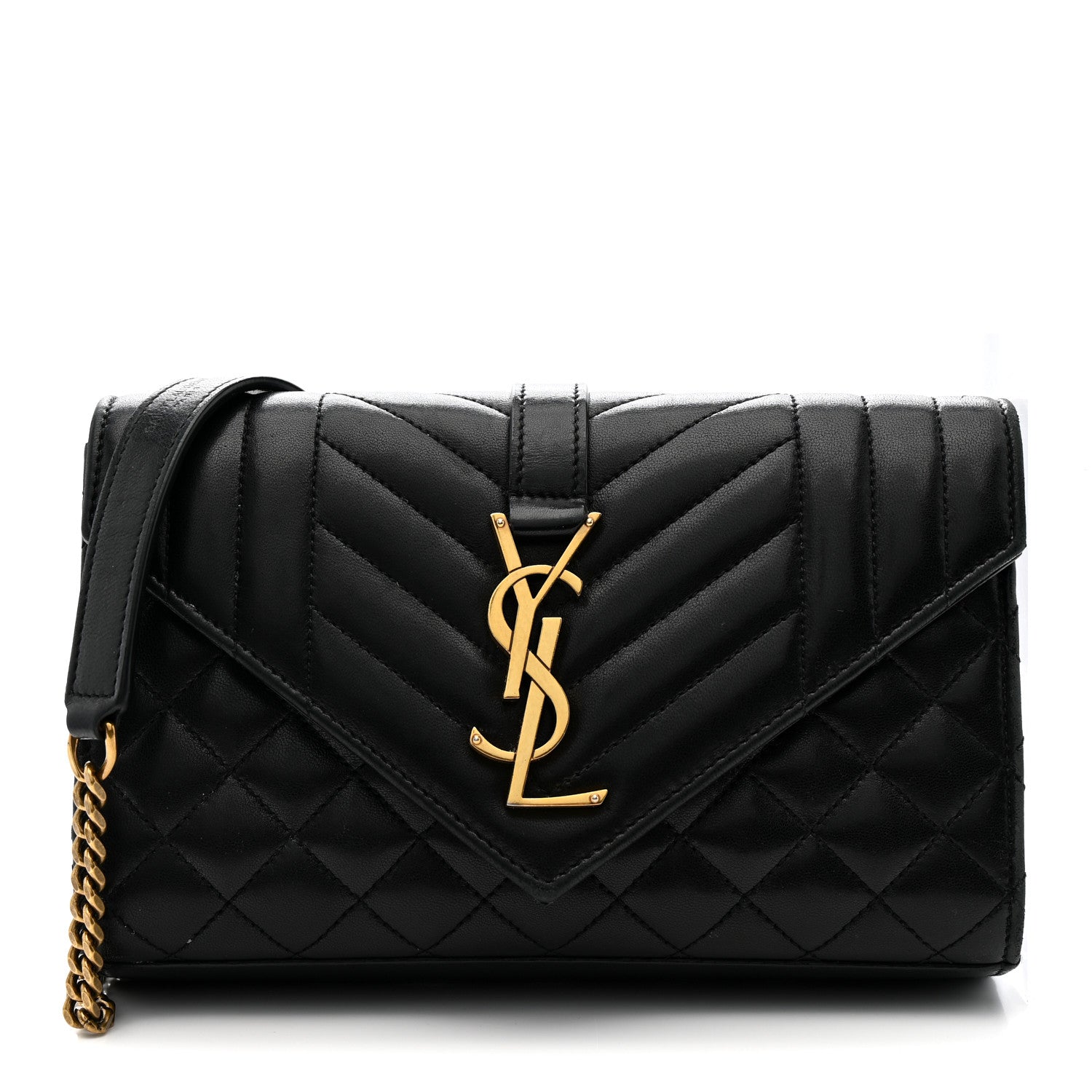 Saint Laurent Lambskin Mixed Matelasse Triquilt Small Monogram Satchel Black 1 of 22