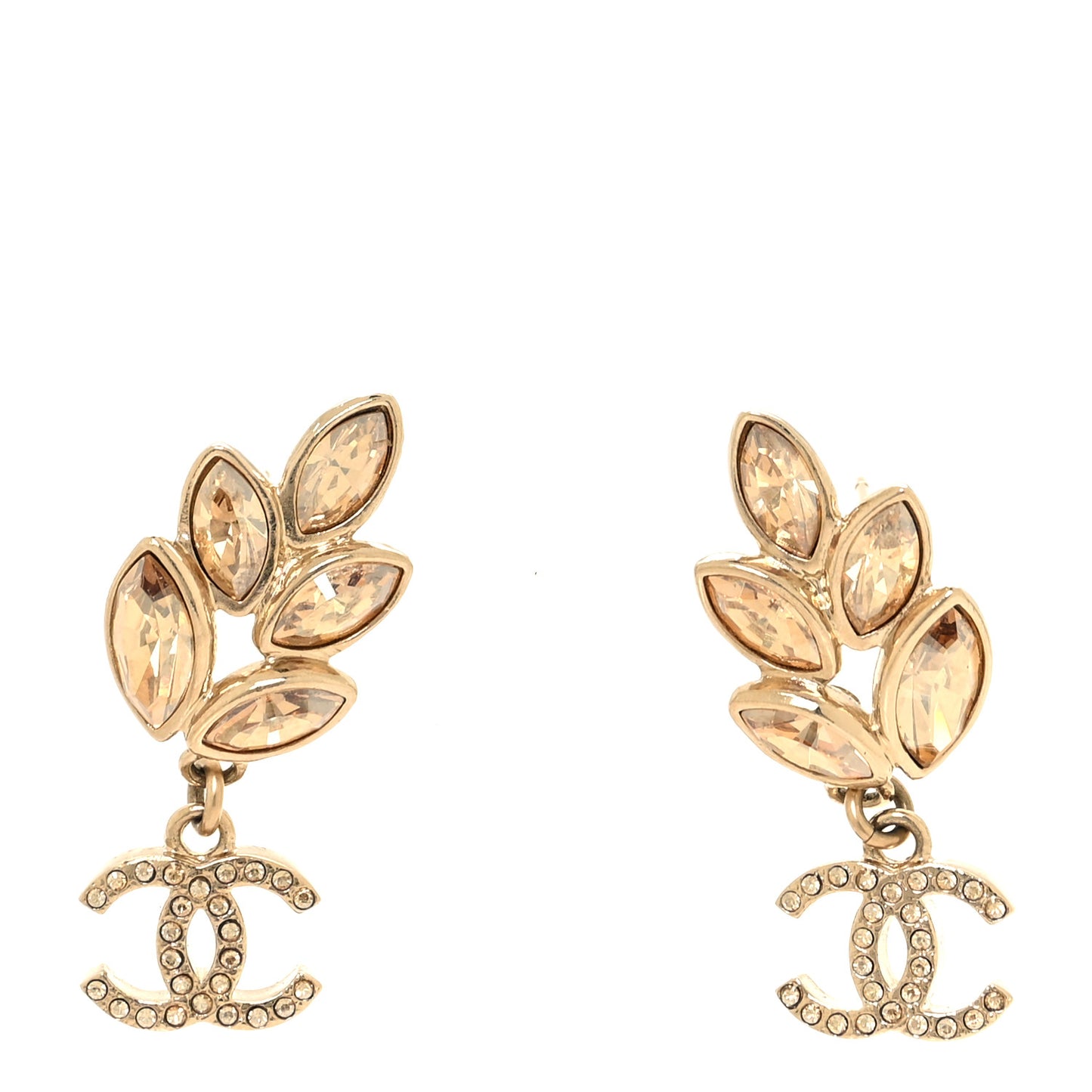 Crystal Sparkling Wheat CC Drop Earrings Gold