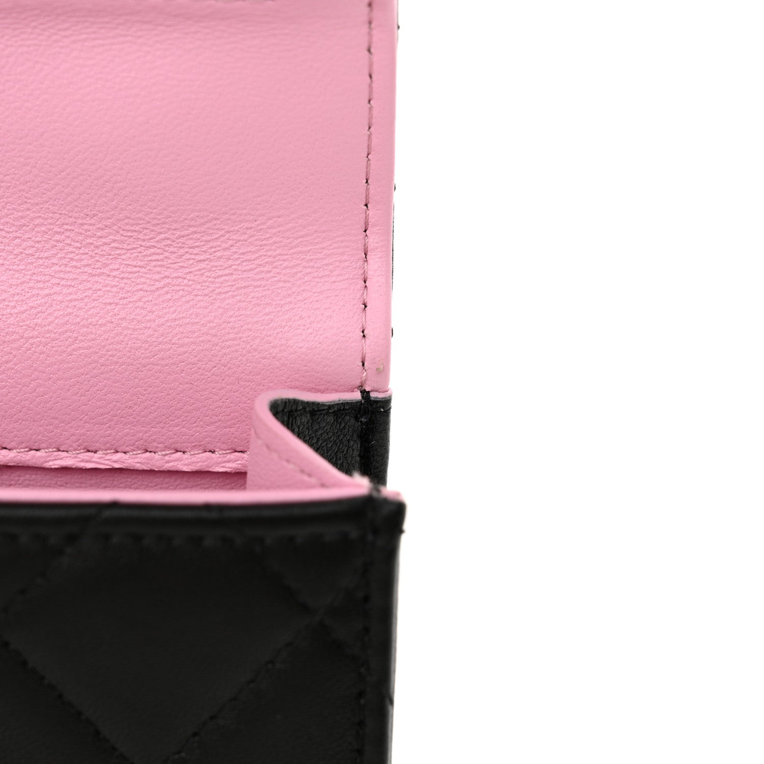 Chanel Lambskin Quilted Bi-Color Top Handle Clutch With Chain Black Pink 11 of 11