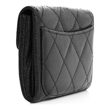 Chanel Caviar Quilted Flap Card Holder Wallet Black 3 of 12