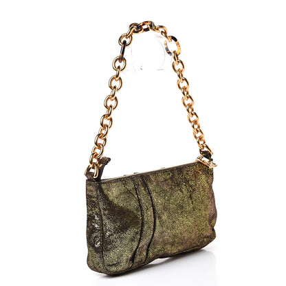 Fendi Metallic Canvas Pochette Gold 2 of 9