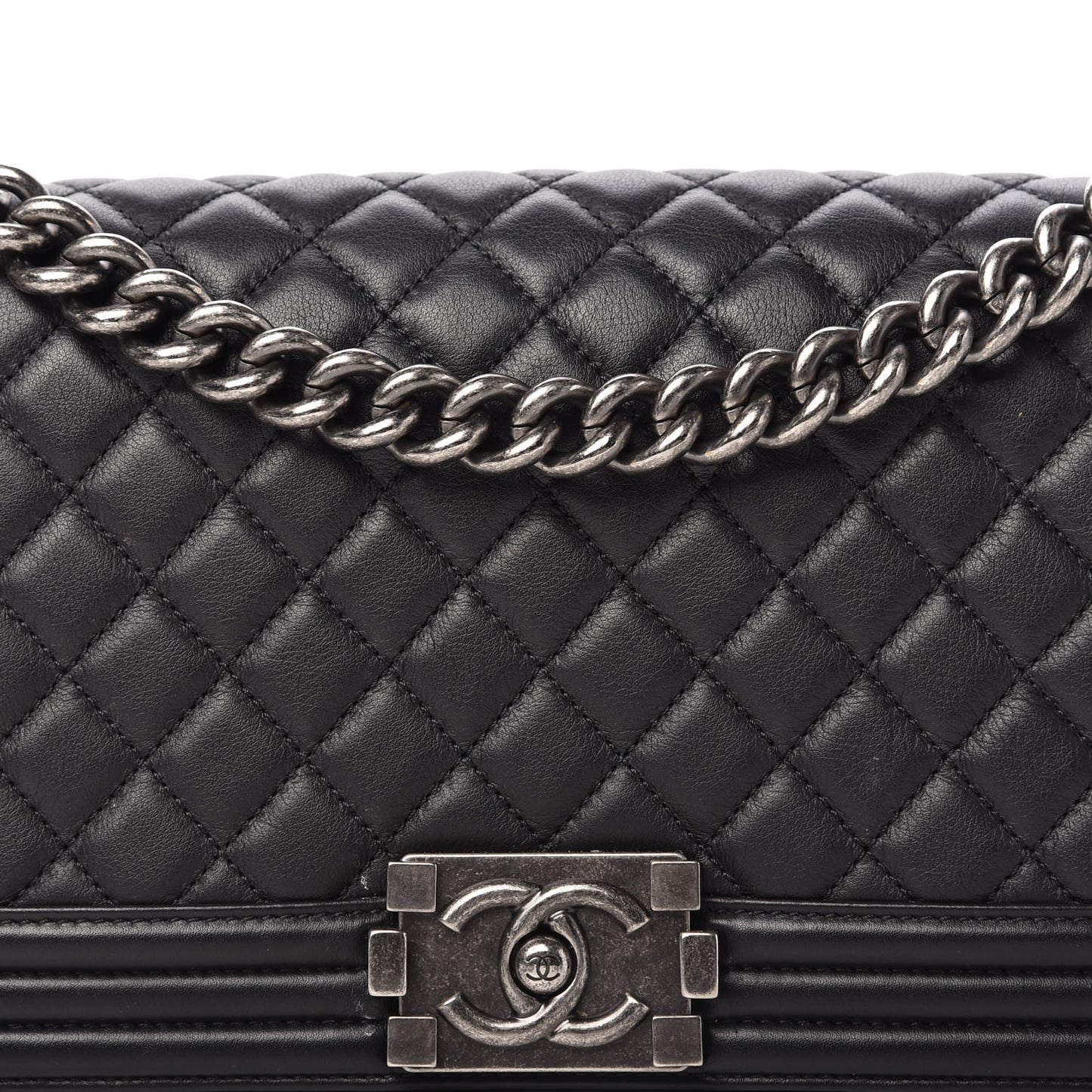 Calfskin Quilted Medium Boy Flap Black