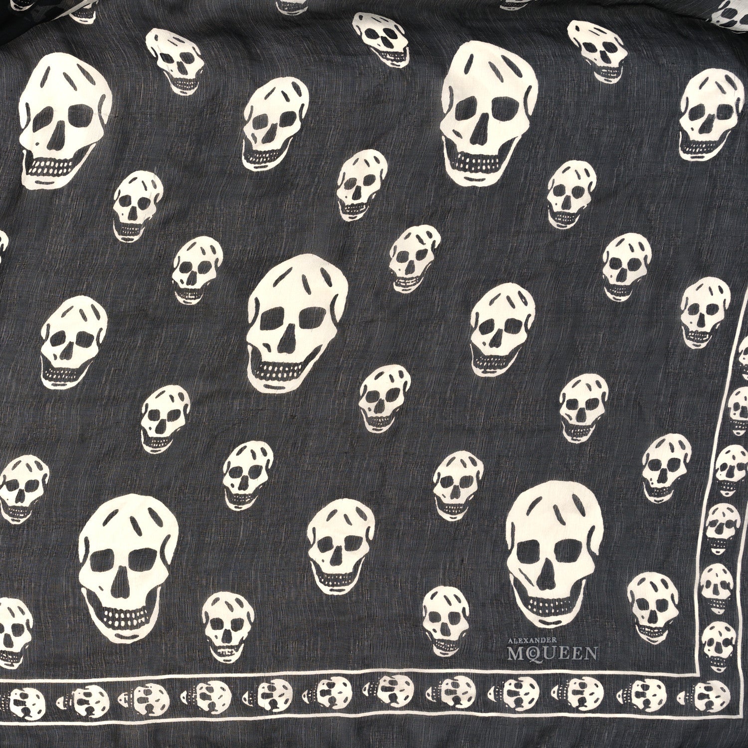 Alexander McQueen Silk Chiffon Skull Scarf Black Ivory 2 of 3
