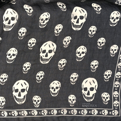 Alexander McQueen Silk Chiffon Skull Scarf Black Ivory 2 of 3