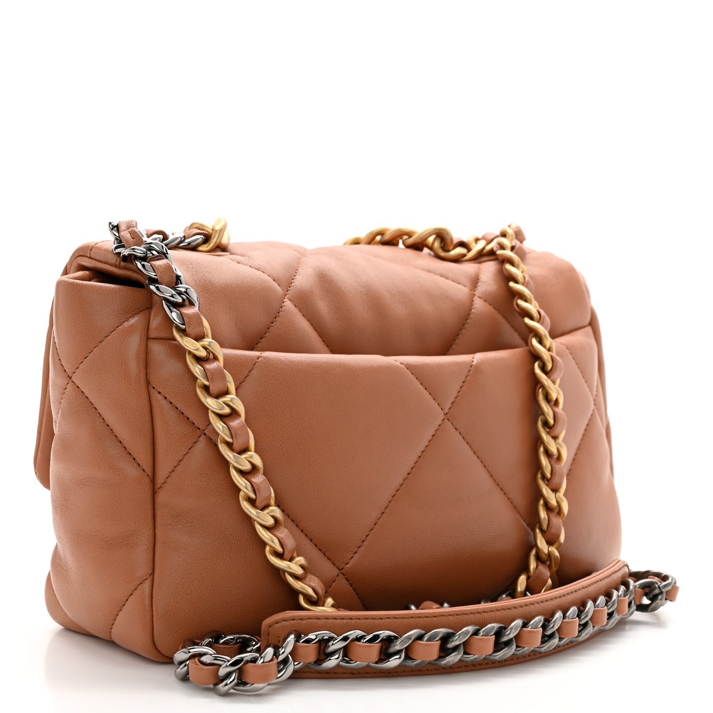Lambskin Quilted Medium Chanel 19 Flap Brown
