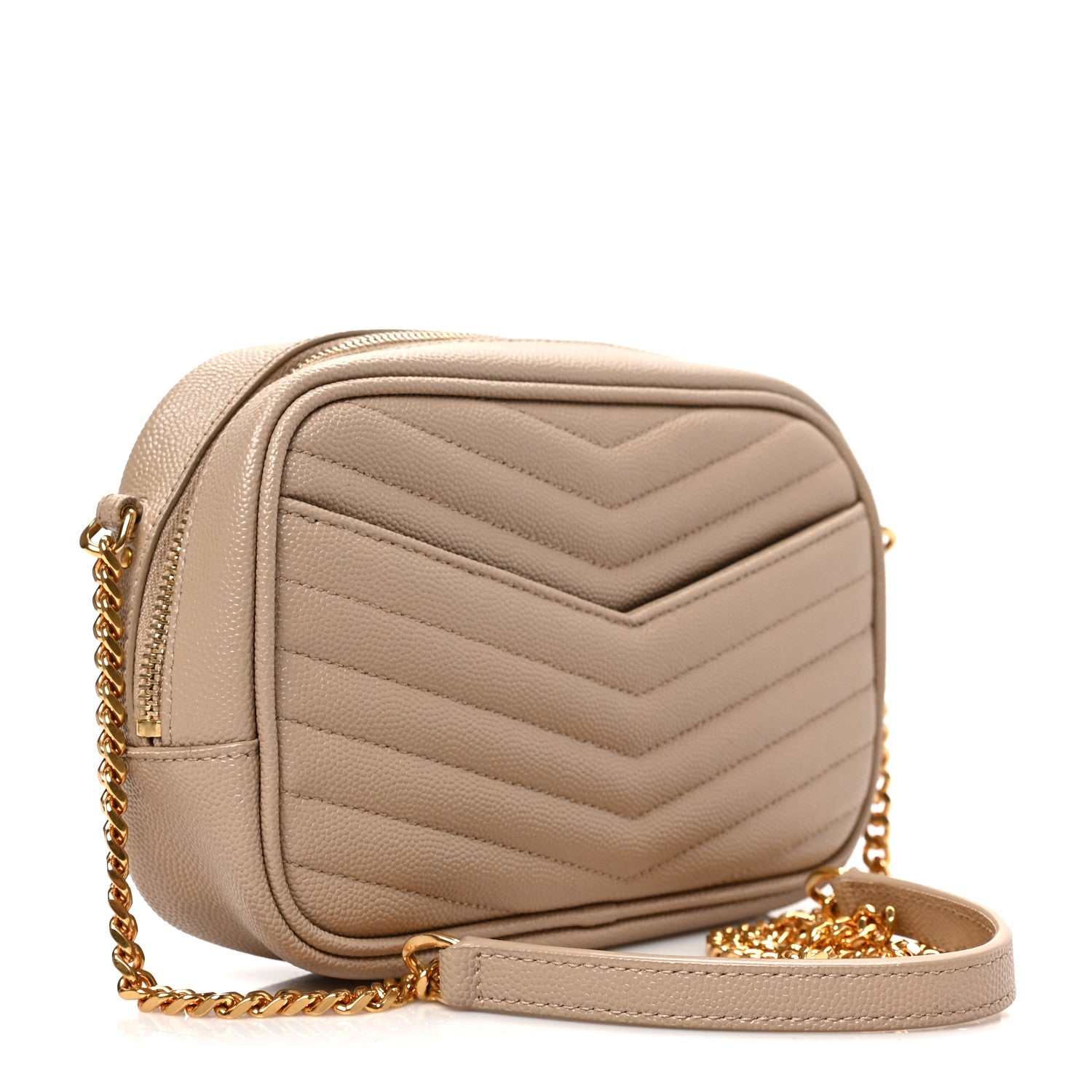 Saint Laurent Grain De Poudre Matelasse Monogram Mini Lou Camera Bag Dark Beige 3 of 8
