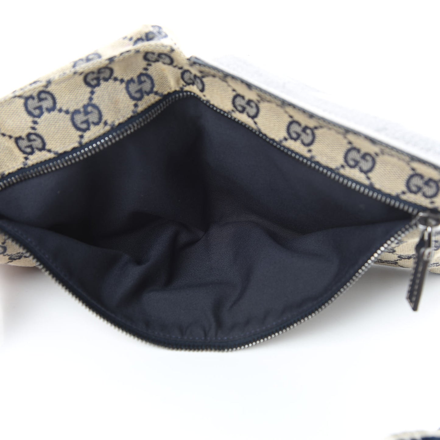 GG Monogram Web Double Pocket Belt Bag Navy