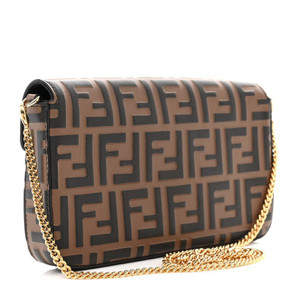 Fendi Vitello Soft F is Fendi Bi-Color FF 1974 Embossed Envelope Wallet On Chain with Pouches Maya Black 4 of 13