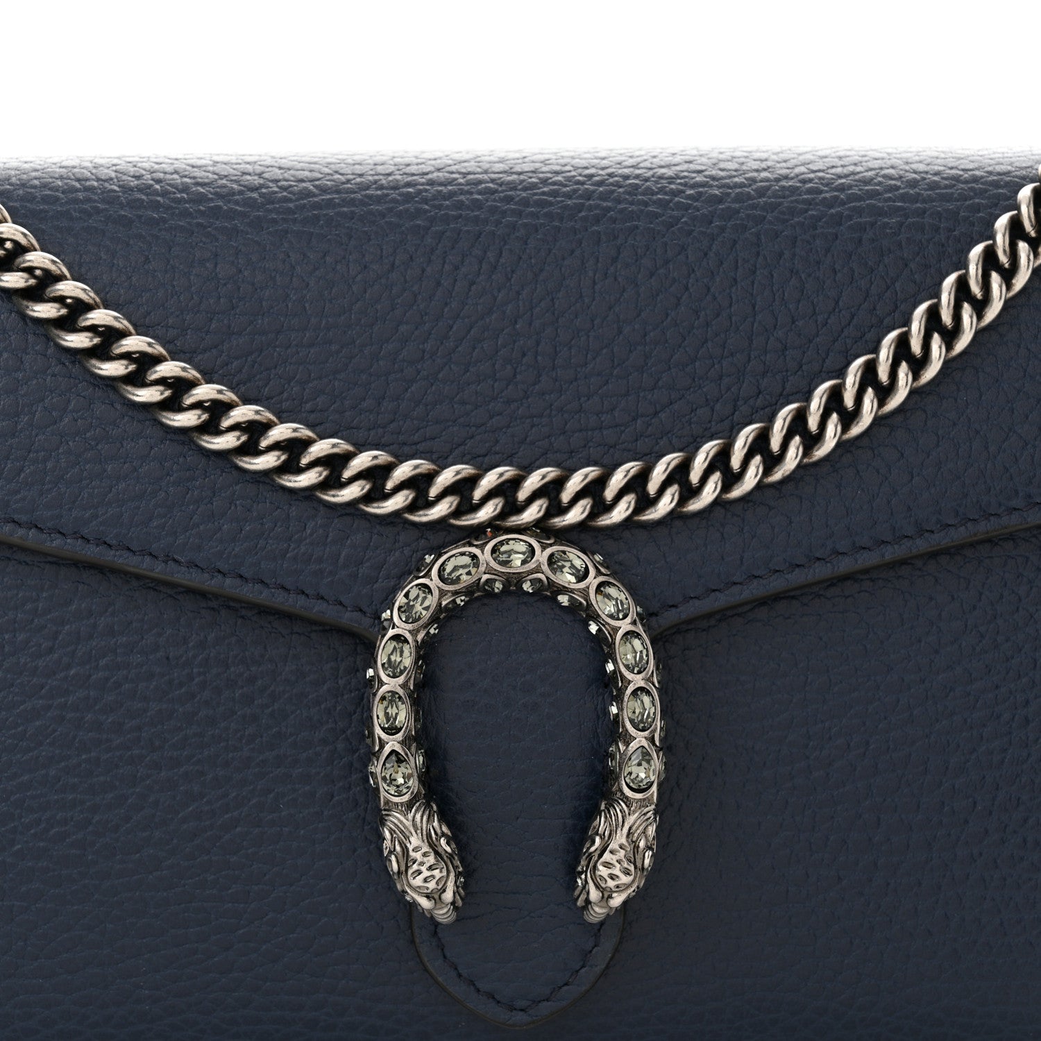 Gucci Dollar Calfskin Crystal Mini Dionysus Chain Wallet Blue Agata Black Diamond 9 of 12