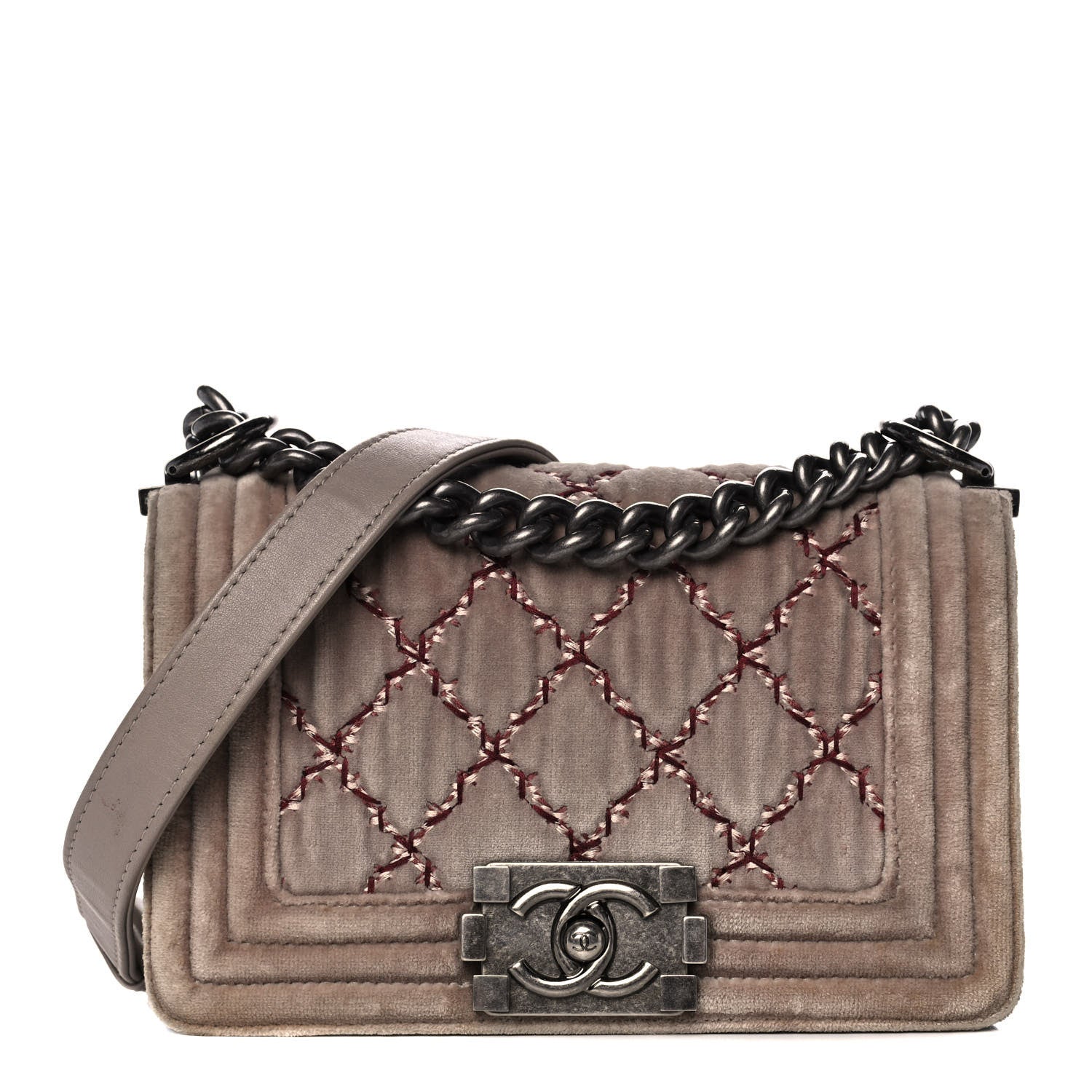 Chanel Velvet Quilted Small Boy Flap Grey 1 of 18