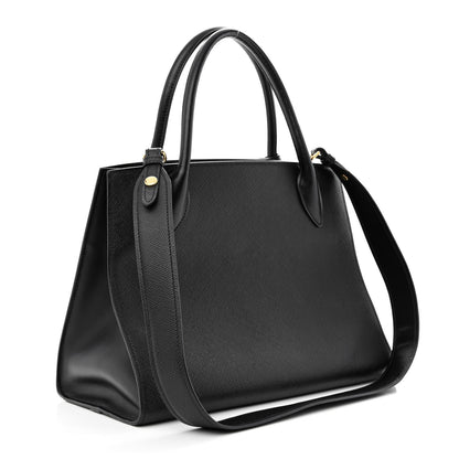 Prada Saffiano Cuir Calfskin Medium Monochrome Top Handle Tote Black 3 of 10