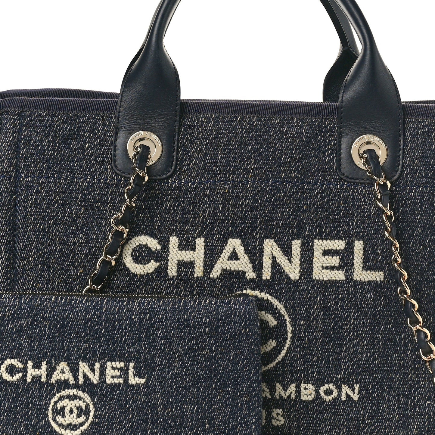 Denim Small Deauville Tote Dark Blue White