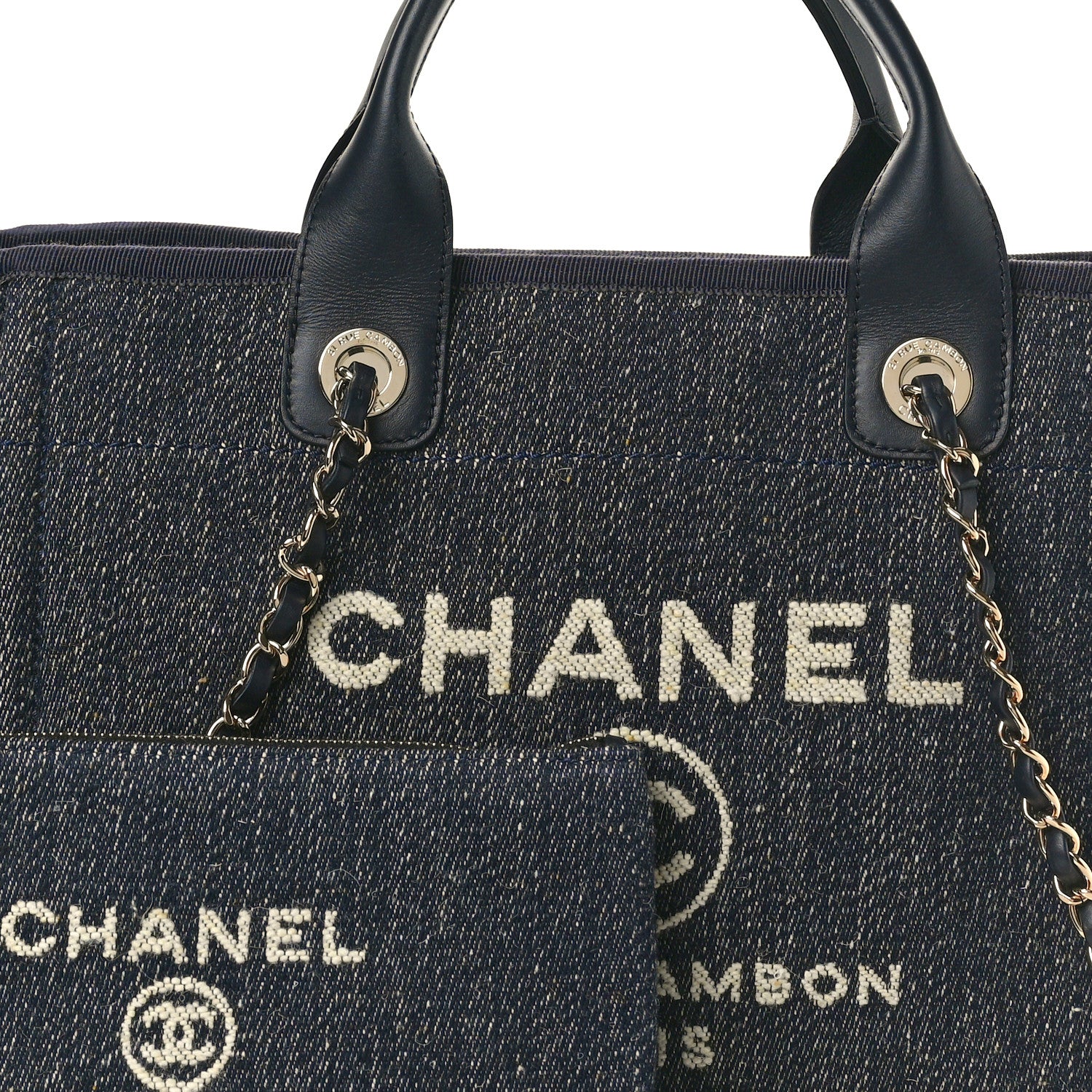 Chanel Denim Small Deauville Tote Dark Blue White 9 of 11