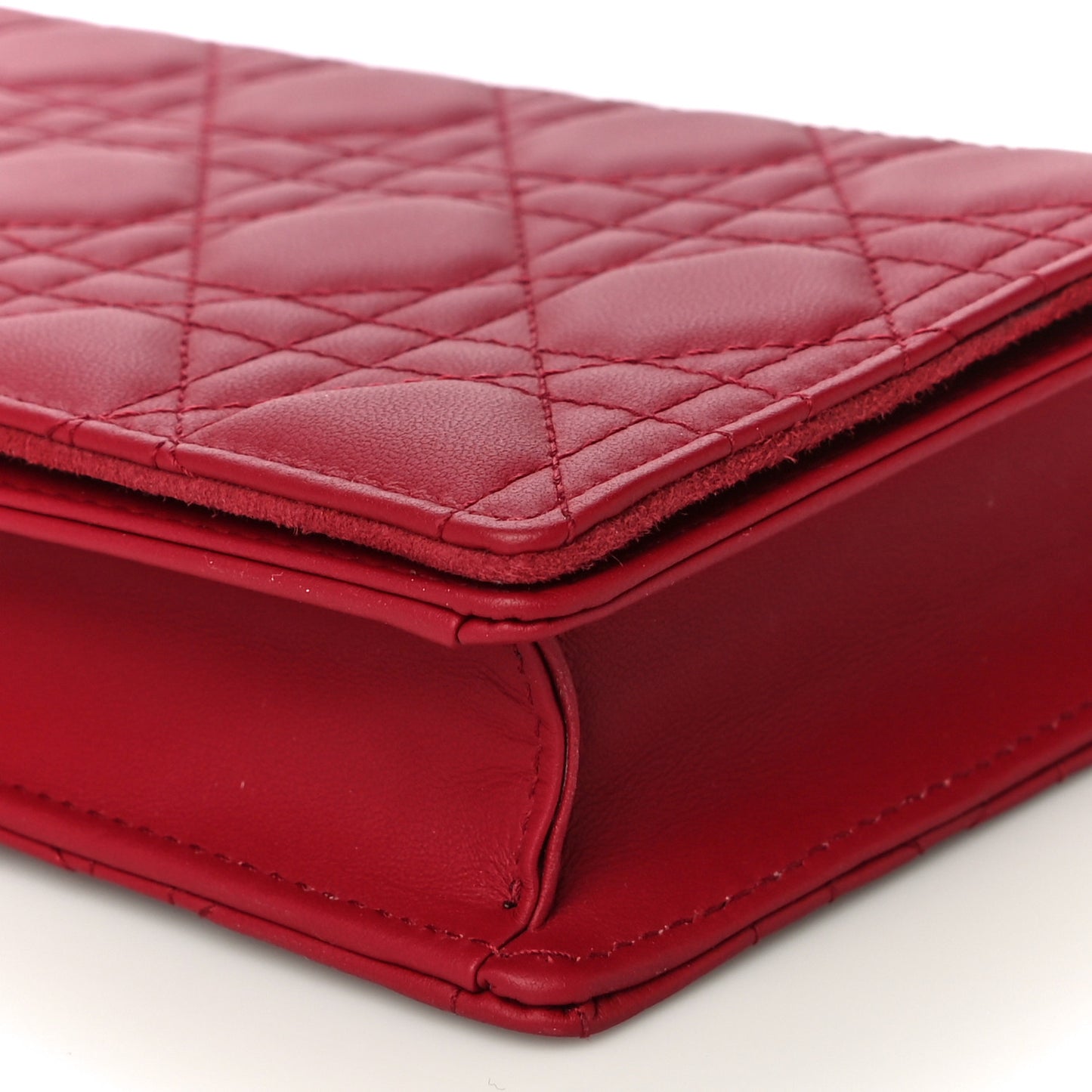 Ultra Matte Calfskin Cannage Lady Dior Clutch Cerise