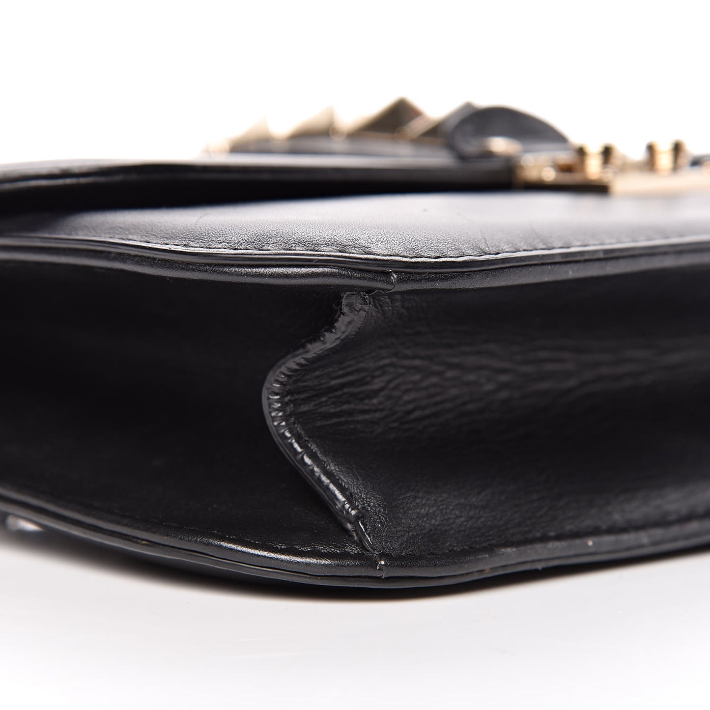 Vitello Medium Glam Lock Rockstud Flap Black