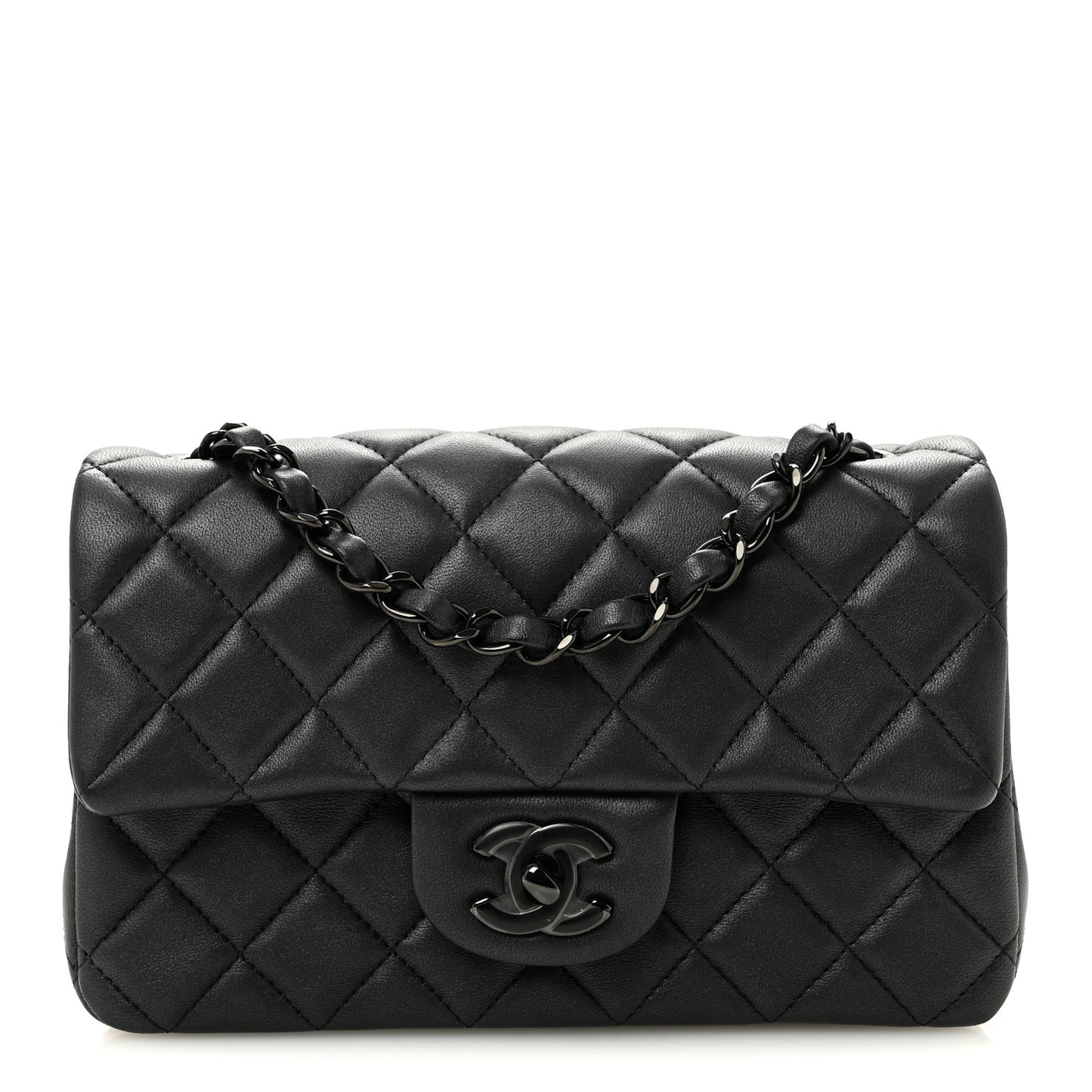 Lambskin Quilted Mini Rectangular Flap So Black
