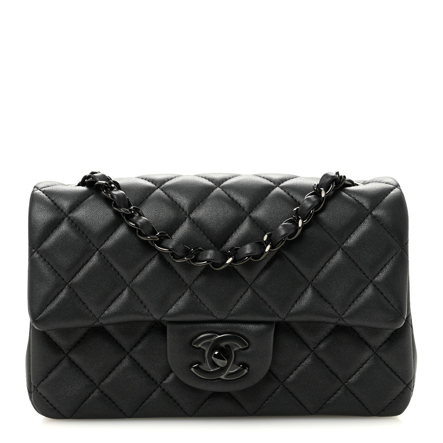 Chanel Lambskin Quilted Mini Rectangular Flap So Black 1 of 11