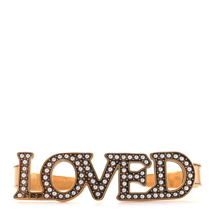 Gucci Metal Pearl Loved Palm Cuff Hand Piece Aged Gold 1 of 7