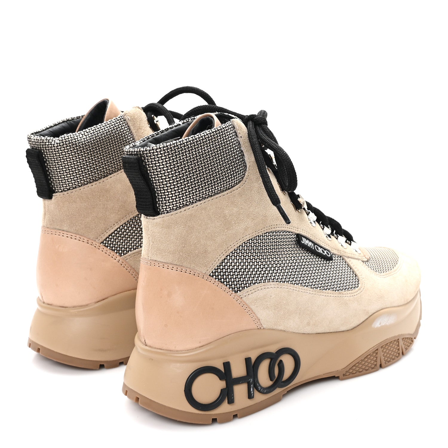 Jimmy Choo Suede Calfskin Inca Patchwork Platform Hiking Boots 39