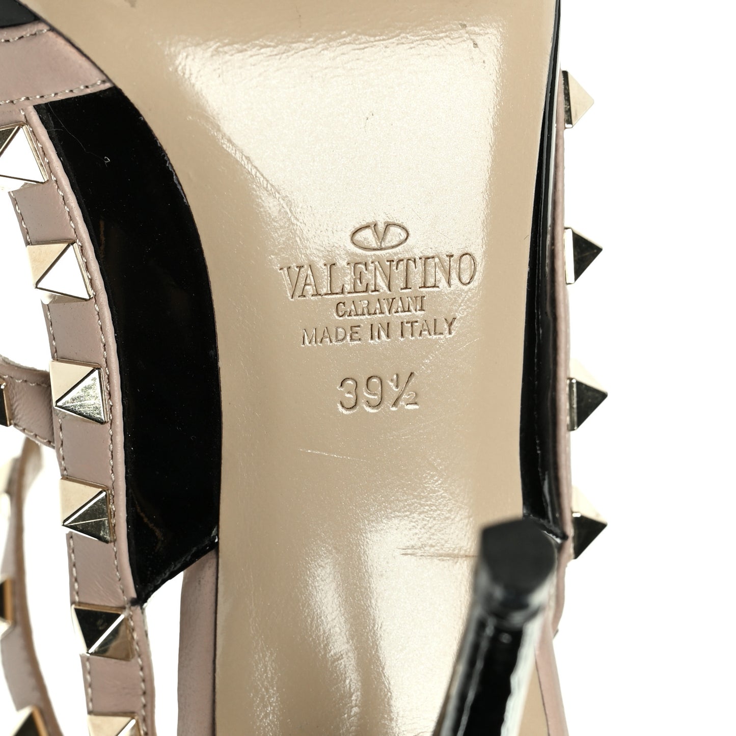 Patent Nappa Rockstud Ankle Strap 100mm Pumps 39.5 Black Poudre