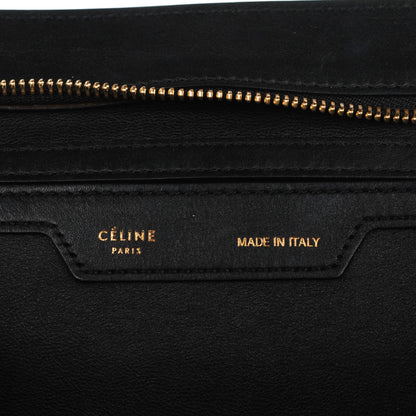 Celine Crocodile Embossed Calfskin Suede Medium Trapeze Black 6 of 7