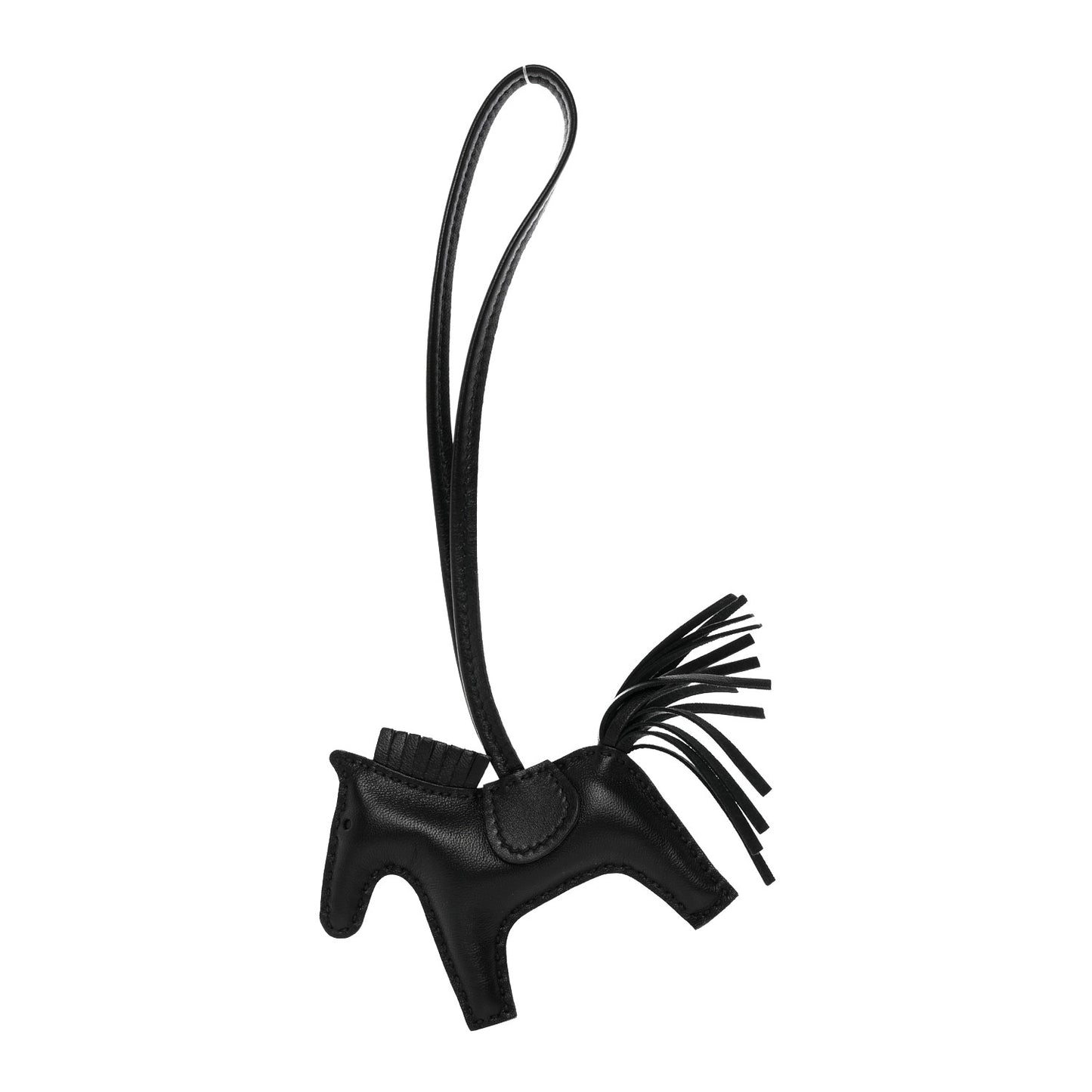 Milo Lambskin Grigri Rodeo Horse Bag Charm PM So Black