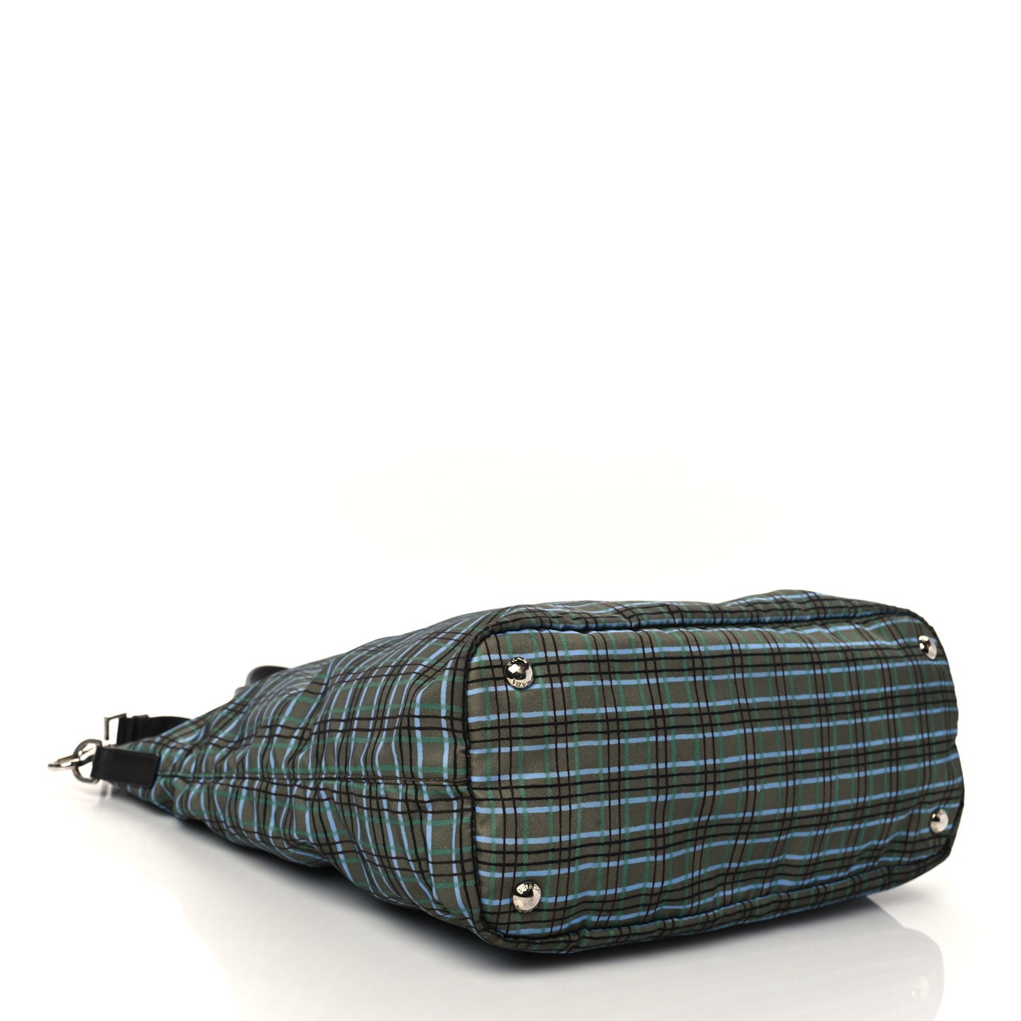 Tessuto Stampato Nylon Saffiano Check Print Tote Green