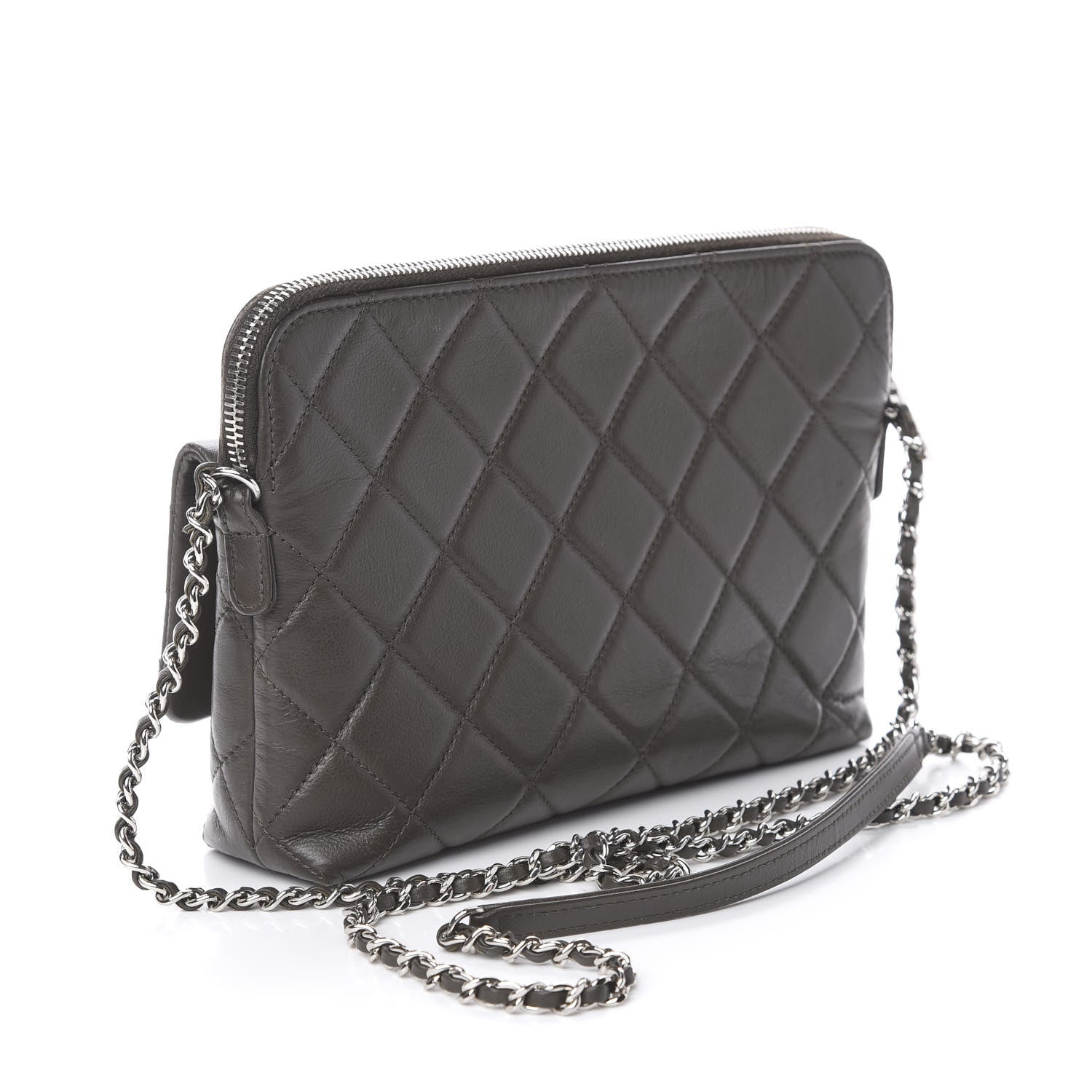 Chanel Lambskin Quilted Crossbody Grey 4 of 12
