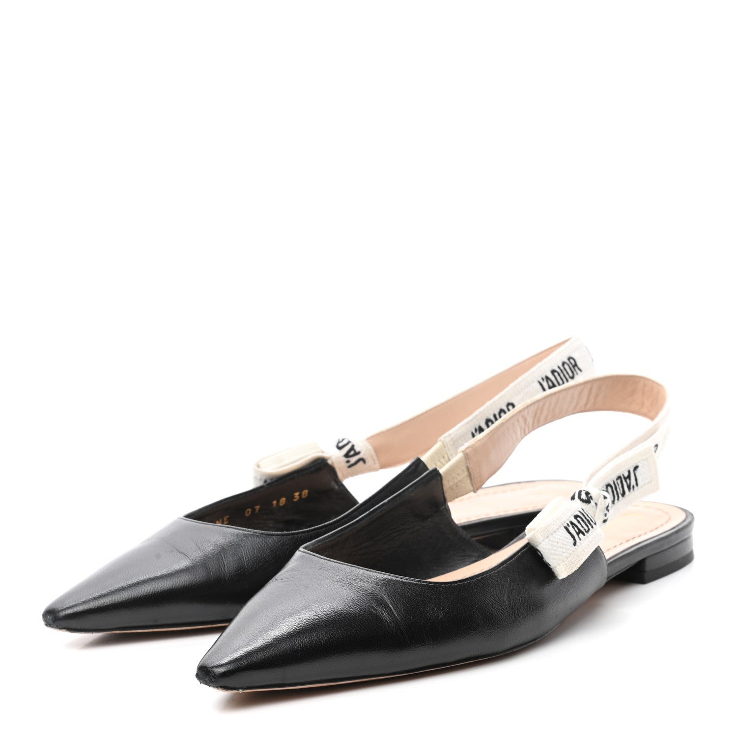 Christian Dior Lambskin Ribbon J'Adior Slingback Ballet Flats 38 Black 3 of 10