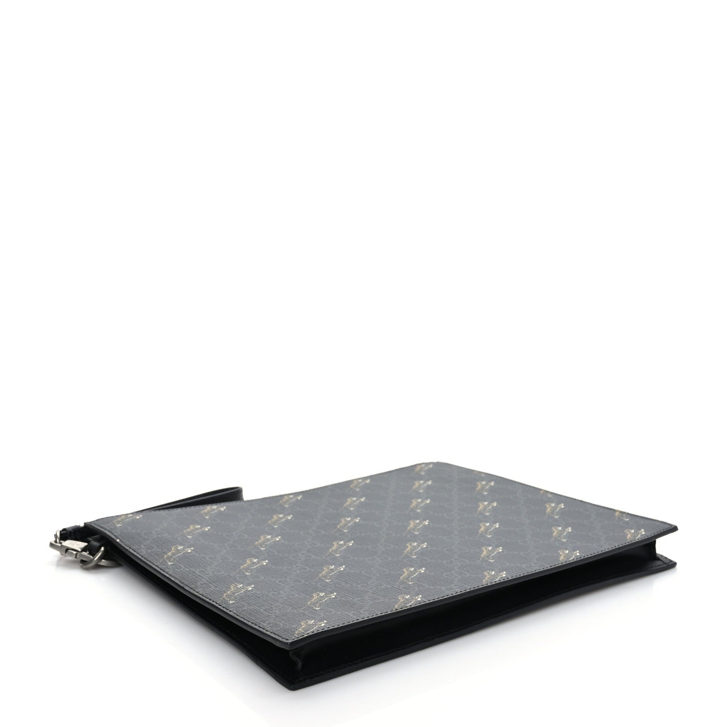 Gucci GG Supreme Monogram Tigers Zip Wristlet Pouch Black 4 of 6