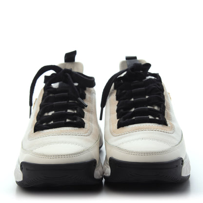 Chanel Velvet Calfskin Mixed Fibers CC Sneakers 35.5 Ivory Black 2 of 4