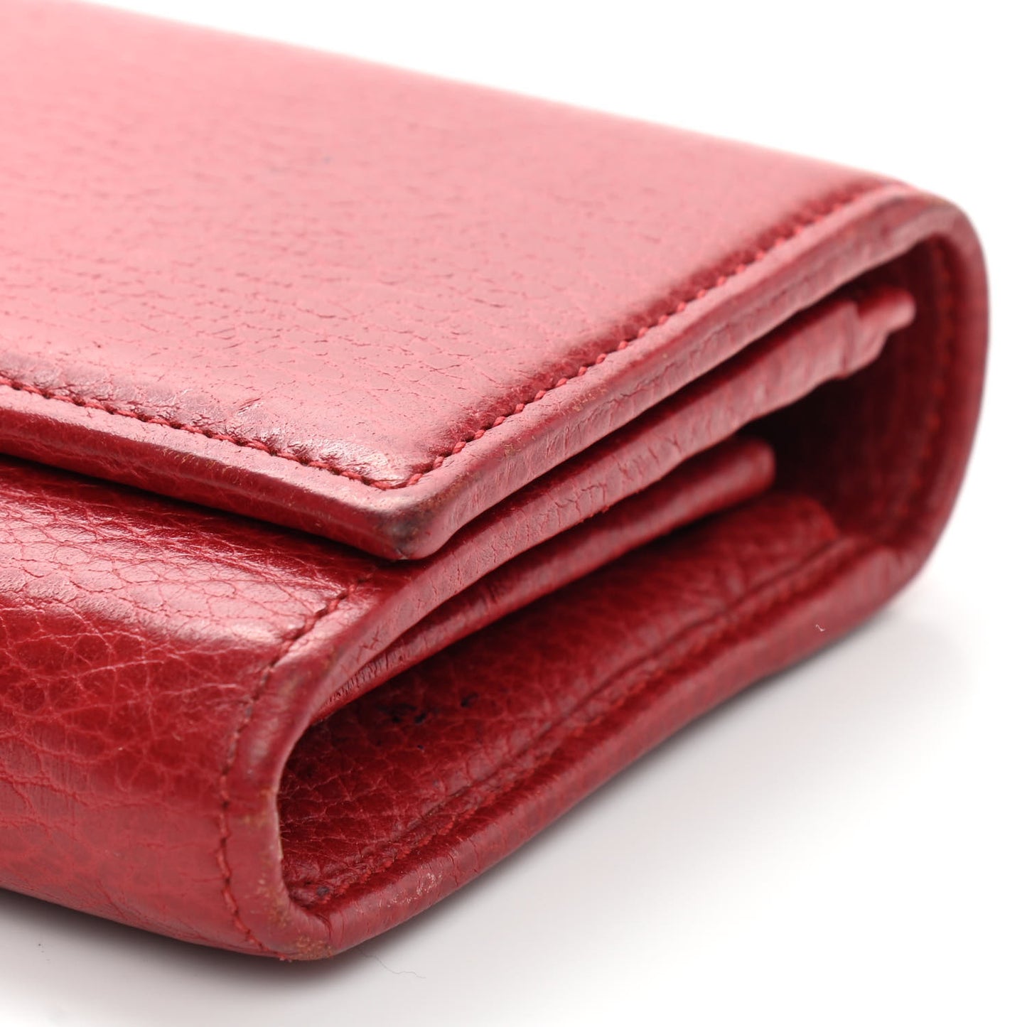 Dollar Calfskin Petite GG Marmont Wallet Chain Bag Hibiscus Red