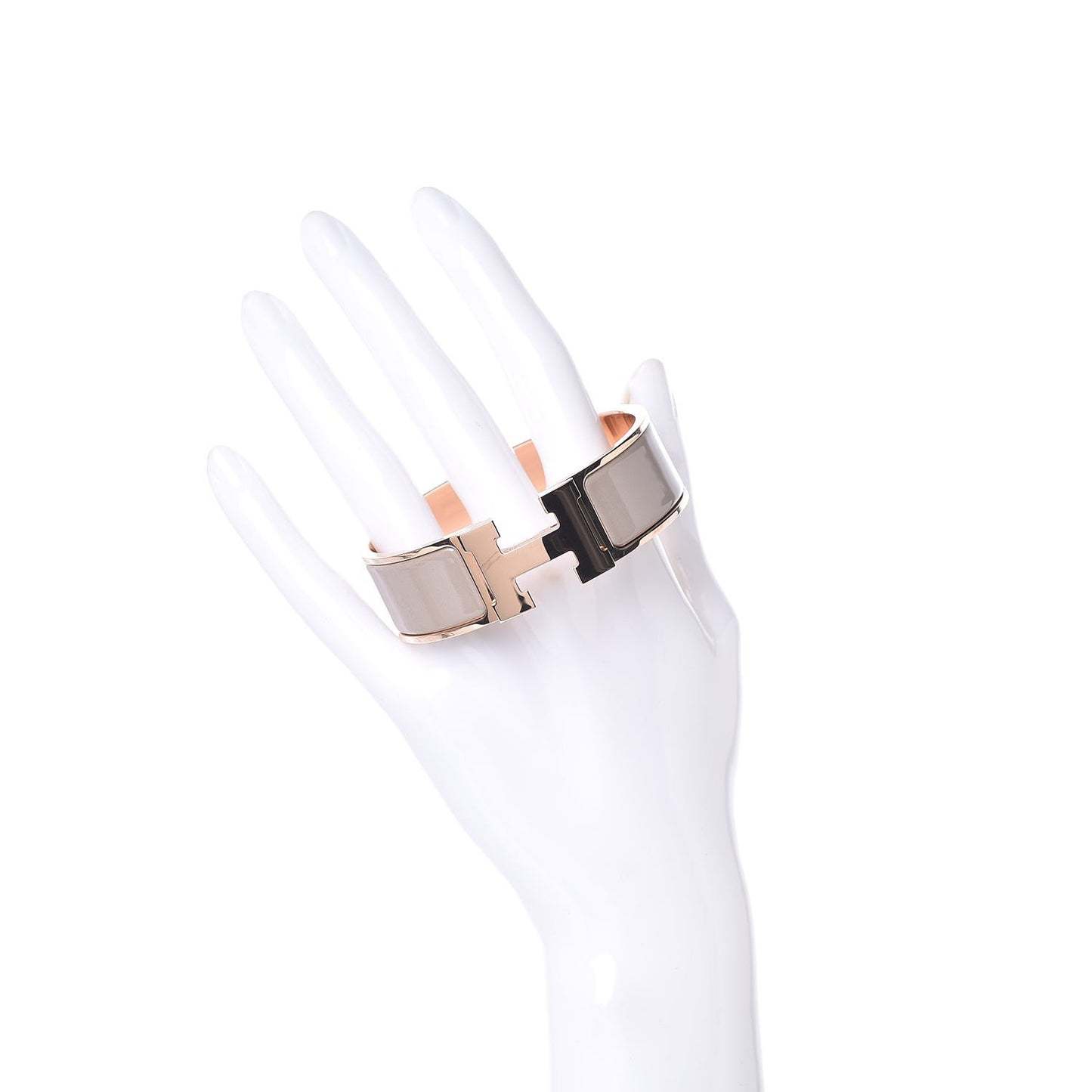 Enamel Wide Clic Clac H Bracelet GM Marron Glace