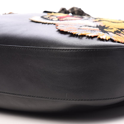 Gucci Calfskin Web Tiger Embroidered Large Dionysus Hobo Black 12 of 15
