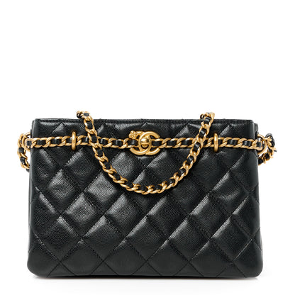 Chanel Caviar Quilted Camellia Small Shopping Bag Black 1 of 12