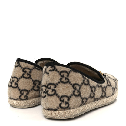 Gucci Covered Wool GG Monogram Mens Fria Horsebit Loafers 9 Beige Ebony Black Butterscotch 5 of 11