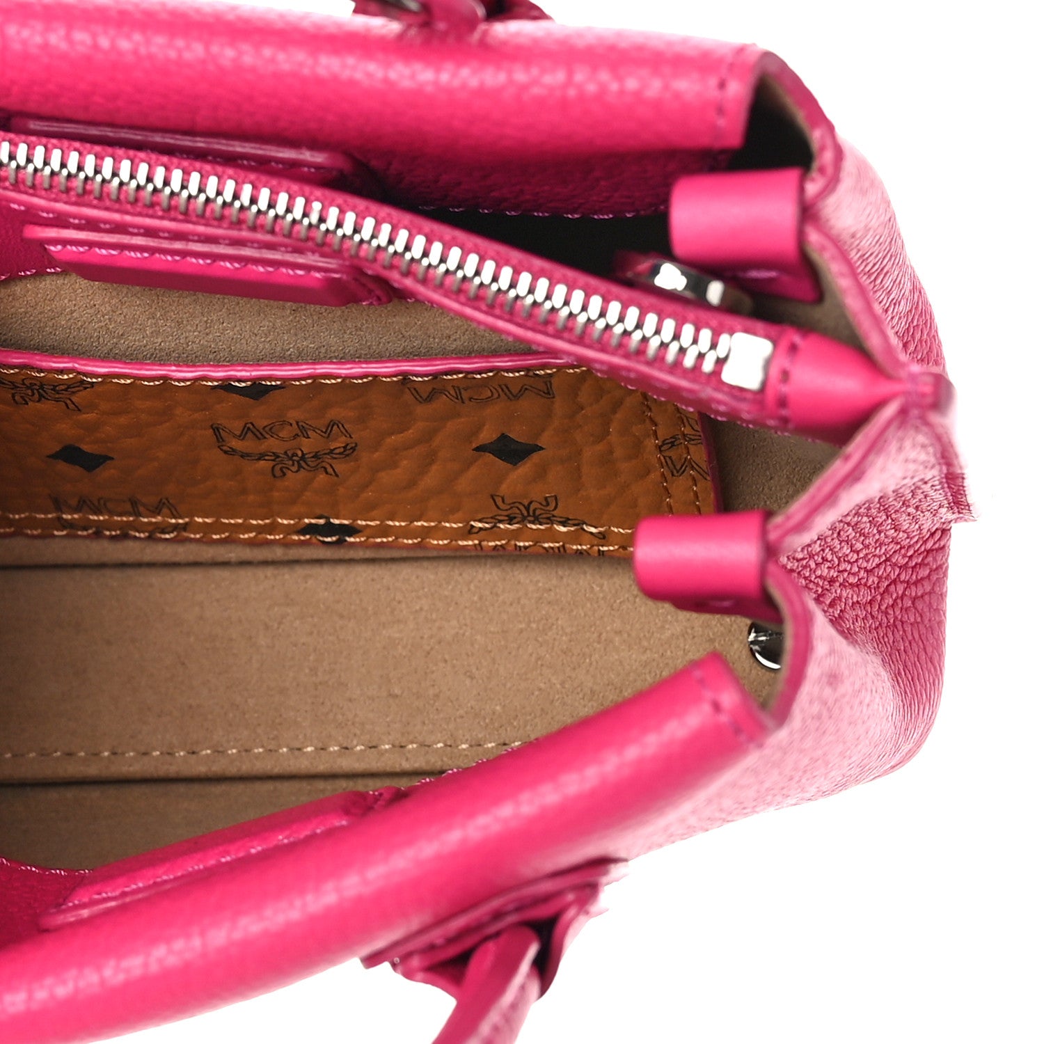 MCM Grained Calfskin X-Mini Milla Tote Beetroot Pink 5 of 8