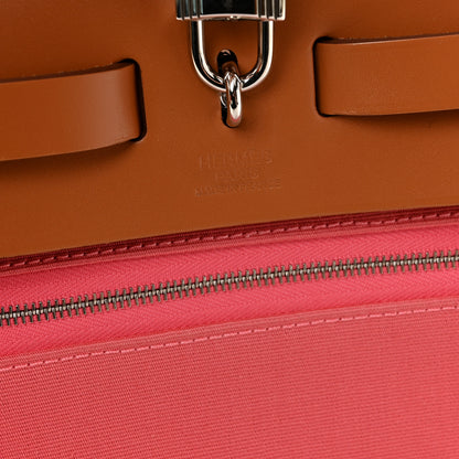 Hermes Vache Hunter Toile Herbag Zip 31 PM Rose Azalee Natural 7 of 11