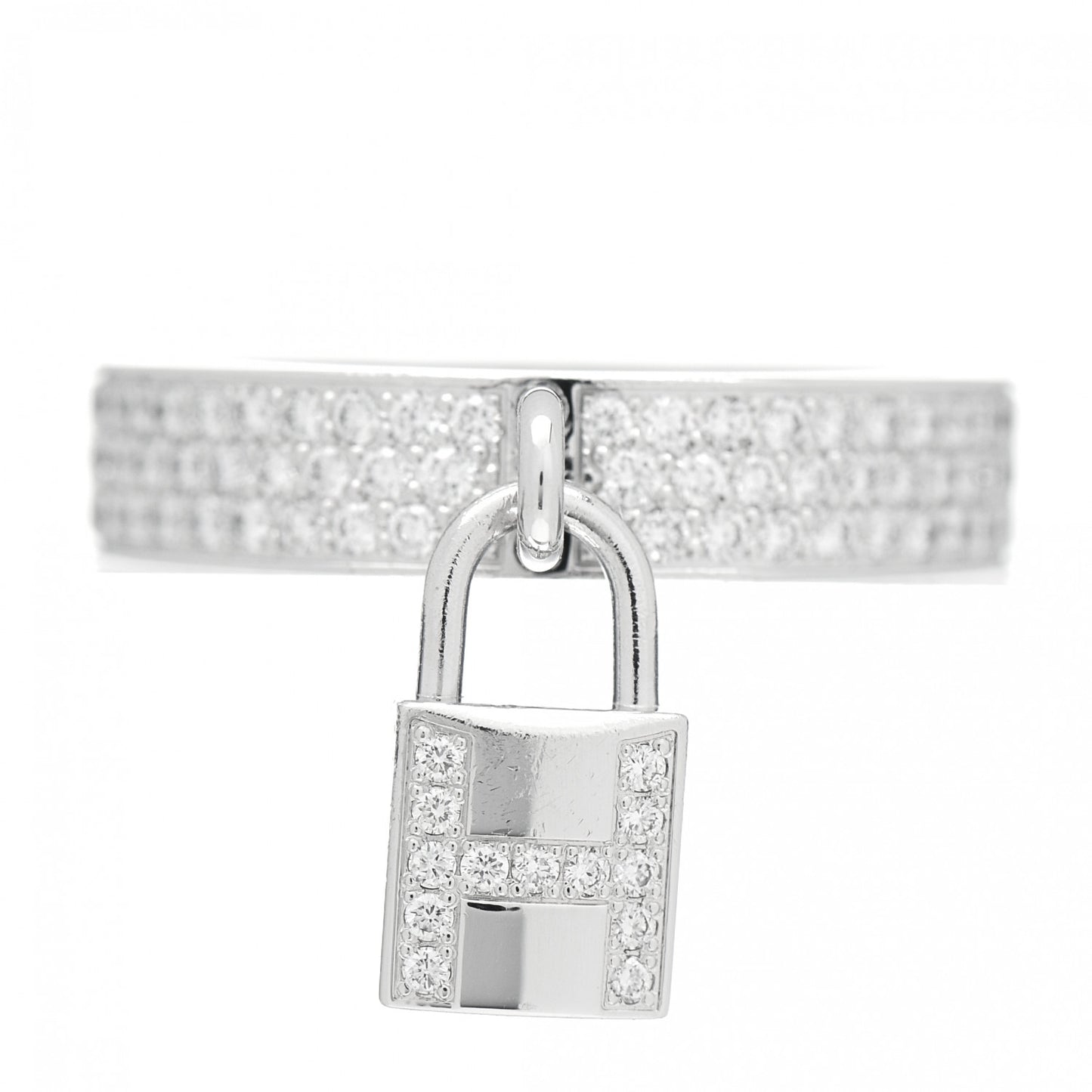 18K White Gold Diamond MM Kelly Clochette Ring 53 6.5